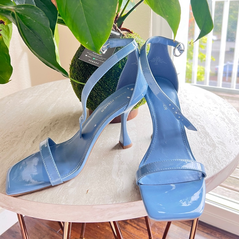 MarcFisher ankle strap high heel sandal.